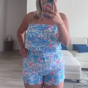 Lilly Pulitzer Jace Romper “boatylicious” print